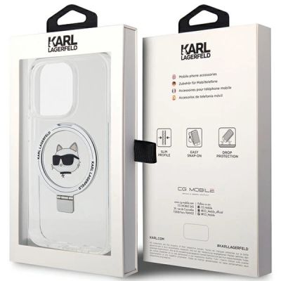 8. Karl Lagerfeld KLHMP15LHMRSCHH iPhone 15 Pro 6.1" white/white hardcase Ring Stand Choupette Head MagSafe