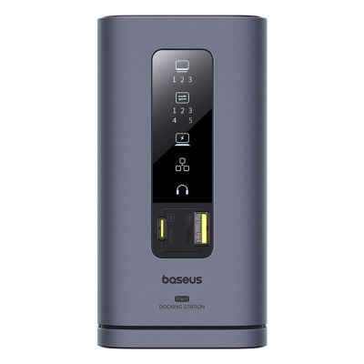 2. Baseus Spacemate hub USB-C 11in1 docking station 3xHDMI 4K 60Hz + 2xUSB-A (10Gb/s) + 1xUSB-C (10Gb/s) + RJ45 + 2xUSB-A (480Mb/s) + 1xUSB-C (PD) + 1xMinijack 3.5mm - gray