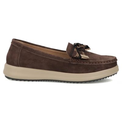 2. Brown Filippo DP6457 Leather Suede Loafers with Bow