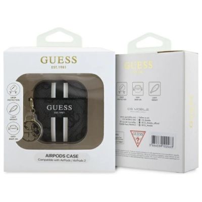 3. Guess GUA2P4RPSK AirPods 1/2 cover black/black 4G Printed Stripes Charm
