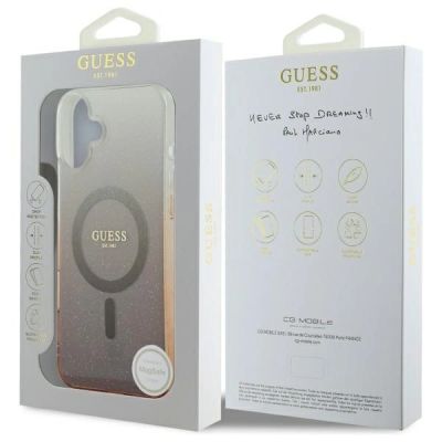 7. Guess IML Glitter Gradient MagSafe iPhone 16 Case - Brown