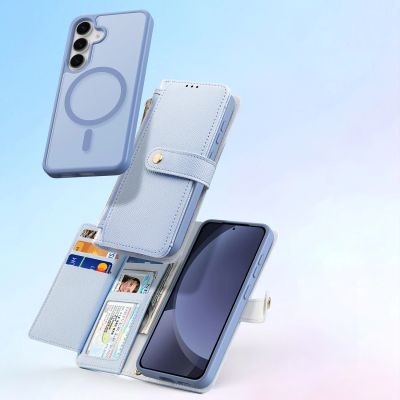 10. Dux Ducis Lawa Leather Case for Samsung Galaxy S25+ with Detachable Magnetic Wallet - Blue