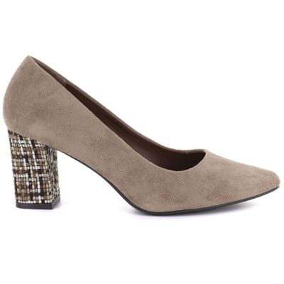 2. Women's light brown suede pumps with a block heel Sergio Leone PB414
