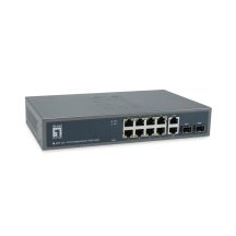 LevelOne GB PoE+ Switch 12-Port 19" 150W 1Gbps