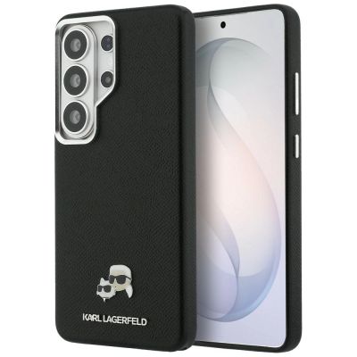 Karl Lagerfeld Saffiano KC Metal Logo MagSafe Case for Samsung Galaxy S26 Ultra, Black