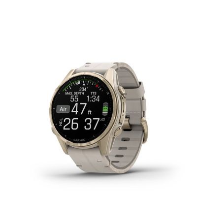 6. Garmin Fenix 8 43mm AMOLED Sapphire Titanium Soft Gold with Limestone Leather Strap