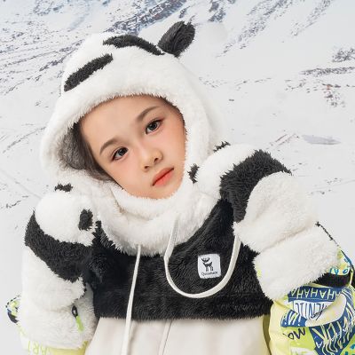 2. Qunature Panda Ski Gloves for Kids and Adults Size S - Black/White