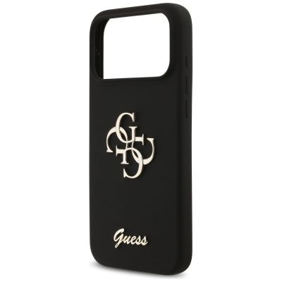 6. Guess Silicone Big 4G Script Case for iPhone 17 Pro Max - Black