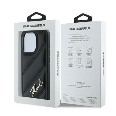 8. Karl Lagerfeld Diagonal Quilted Script case for iPhone 15 Pro - black