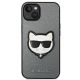 3. Karl Lagerfeld Saffiano Choupette Head Patch case for iPhone 14 - silver