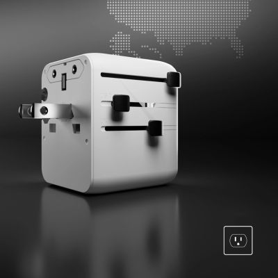 8. SBS Travel Adapter 2xUSB-C 1xUSB-A Universal - White