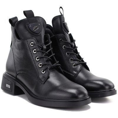 4. Black women’s leather heeled ankle boots Vinceza 133145