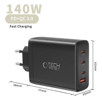5. Tech-Protect NC140W-GAN 4-Port 140W Wall Charger - Black