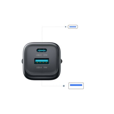 11. Joyroom JR-TG7 33W USB-A + USB-C Wall Charger with 60W USB-C to USB-C 1m Cable - Black