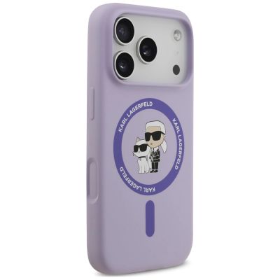 4. Karl Lagerfeld Silicone Karl&Choupette Ring MagSafe Case for iPhone 18 Pro / 17 Pro – purple