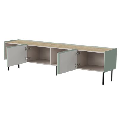 2. FELLINI TV cabinet 200x40x52 olive + oiled oak top