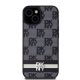 3. DKNY Leather Checkered Mono Pattern & Printed Stripes Case for iPhone 15/14/13 - Black