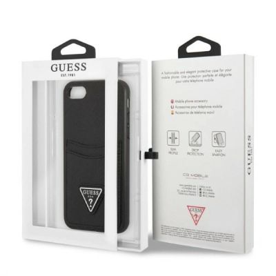 8. Guess GUHCI8PSATPK iPhone 7/8 SE 2020 / SE 2022 hardcase black/black hardcase Saffiano Triangle Logo Cardslot