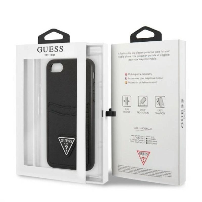 8. Guess GUHCI8PSATPK iPhone 7/8 SE 2020 / SE 2022 hardcase black/black hardcase Saffiano Triangle Logo Cardslot