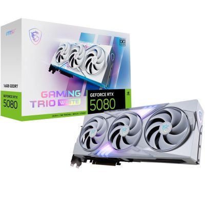 3. MSI GeForce RTX 5080 16GB GAMING TRIO OC WHITE GDDR7 Graphics Card