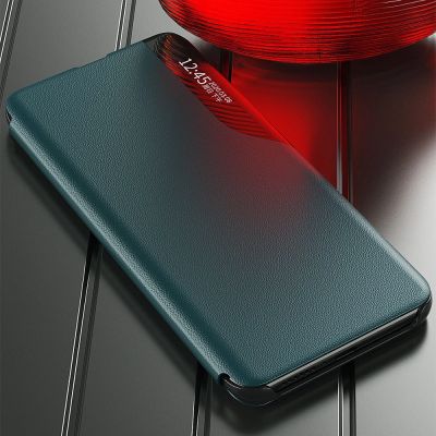 3. Eco Leather View Case elegant bookcase type case with kickstand for Samsung Galaxy A22 4G red