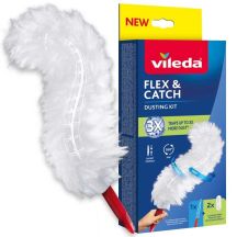 Vileda duster with short handle + 2 Flex&Catch inserts