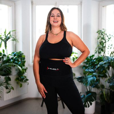 21. HULA HOP SET HHW12 BLACK WITH PROJECTIONS AND HMS WEIGHT + BELT BR163 BLACK PLUS SIZE