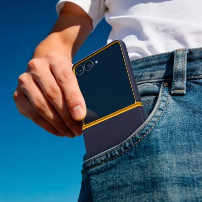 6. Spigen Nano Pop MagSafe Case for Samsung Galaxy Z Flip 8 - Navy Blue and Yellow