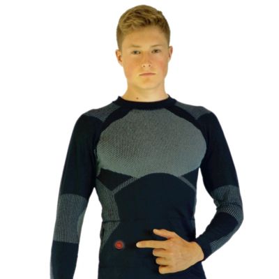 26. GLOVII HEATED THERMOACTIVE UNDERWEAR SET, SWEATSHIRT AND PANTS, SIZE L, BLACK, BATTERIES AND CHARGER INCLUDED, GXBL