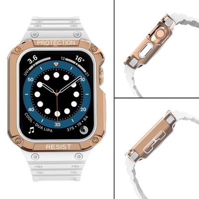 4. Protect Strap Band for Apple Watch 38/40/41mm Armored Case Strap - White, Rose Gold