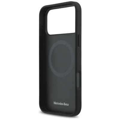 7. Mercedes Leather Vintage Logo MagSafe Case for iPhone 17 Pro Max - Black