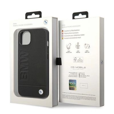 8. Case BMW BMHCP14MSLLBK iPhone 14 Plus 6.7 "black / black Leather Stamp