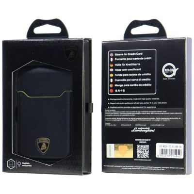 8. Lamborghini D1 Genuine Leather MagSafe Phone Wallet - Black and Green