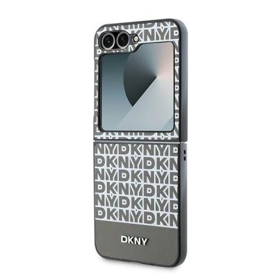 6. DKNY Repeat Pattern Bottom Stripe Case for Samsung Galaxy Z Flip 6 - Brown