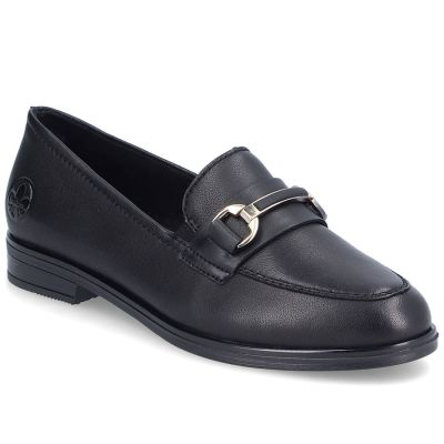 Women's leather moccasin shoes black Rieker 46262-01