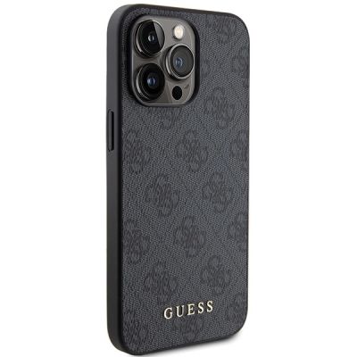 4. Guess 4G Metal Gold Logo iPhone 15 Pro Max Case - Gray