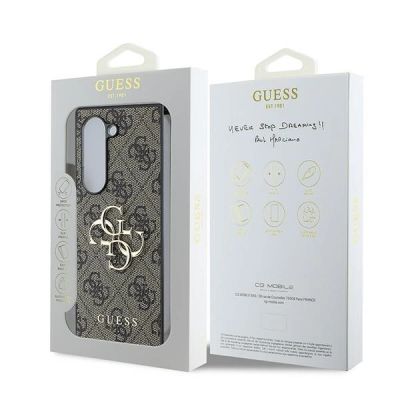 7. Guess Leather 4G Metal Logo Case for Samsung Galaxy Z Fold 6 - Brown