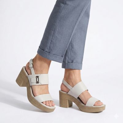5. Women's ash-gray heeled sandals M.Daszyński MR23126-9
