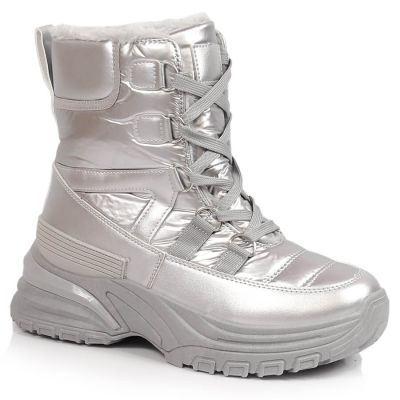 8. Potocki W WOL117B metallic lace-up snow boots