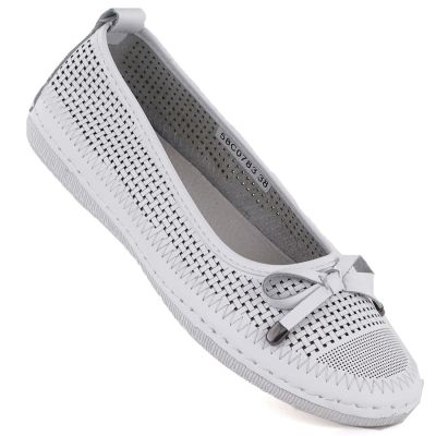 Women's leather ballerinas openwork white Artiker 58C0783