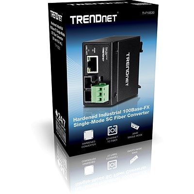 8. TRENDnet TI-F10S30 – Media converter – Ethernet, Fast Ethernet – 10Base-T, 100Base-FX, 100Base-TX – RJ-45 / single-mode SC – up to 30 km – 1310 nm