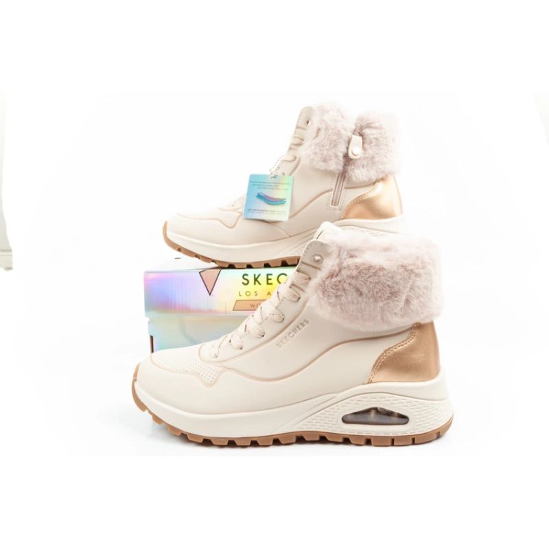 10. Skechers Uno Rugged women's sports shoes insulated winter ankle boots beige