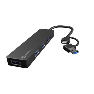 4. NATEC HUB USB-C 3.0 MAYFLY 4-PORTS + USB-A ADAPTER NHU-2023