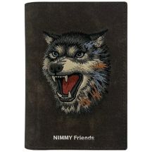 Nimmy Raptor Wolf Passport/Wallet Case - Brown