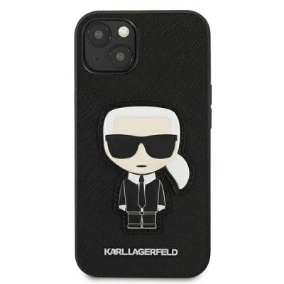 3. Karl Lagerfeld Saffiano Ikonik Karl's Patch Case for iPhone 13 mini - Black