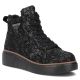 Women's leather ankle boots with wedges and flowers, black Filippo DBT6452