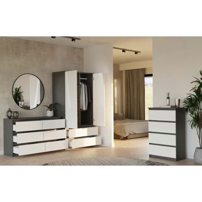 11. M6 MALWA CHEST OF DRAWERS 120CM ANT/WHITE SET