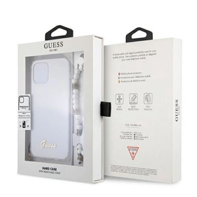 8. Guess GUHCP12MKPSWH iPhone 12/12 Pro 6.1" Transparent Hardcase White Pearl