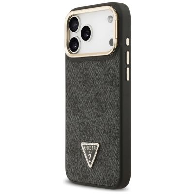 9. Guess 4G PU Triangle Logo & Stand Camera Magsafe Case for iPhone 17 Pro Max - Black