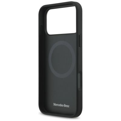 7. Mercedes Leather Large Laurel Leave MagSafe Case for iPhone 17 Pro Max - Black